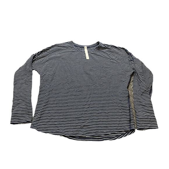 Lululemon Emerald Long Sleeve Modern Stripe Heathered Code‎ Blue White Size 4 - Picture 2 of 8